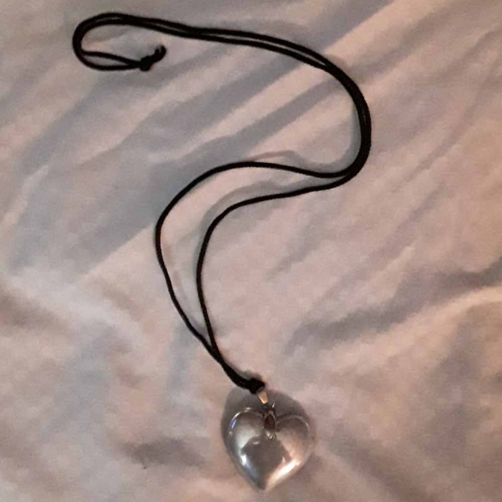 ❤-Heart pendant on black silk cord..